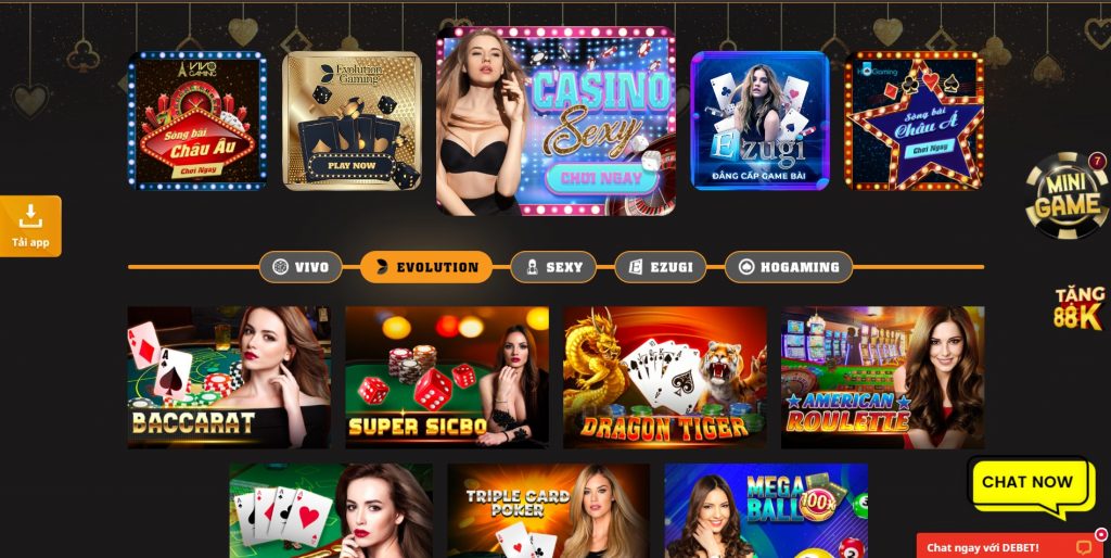Sảnh game casino live nổi bật tại DEBET