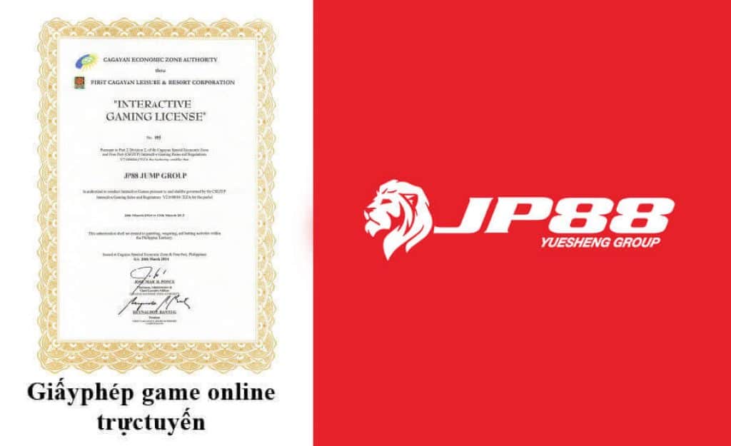 JP88 được cấp giấy phép kinh doanh game online trực tuyến